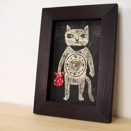木版画の時計 『腹時計』 （風呂敷/花柄）の画像