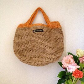 リネン トート ナチュラル×オレンジラメ