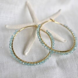 ビーズフープピアス（ブルー）