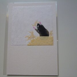 ハムスターの冬の巣作り（ポストカード）の画像