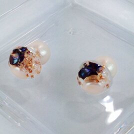 クリアドーム＆コットンパールピアス