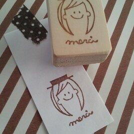 消しゴムはんこ  帽子girlのmerci*(b)