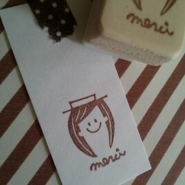 消しゴムはんこ  帽子girlのmerci*(w)