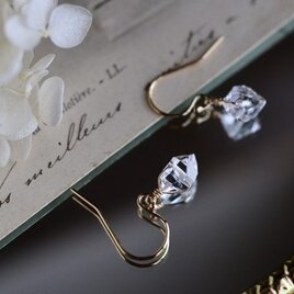 14kgf★ハーキマーダイヤモンドの一粒ピアス