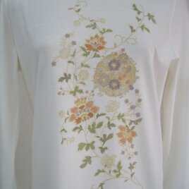 草花に丸紋 長袖Ｔシャツ(ＬＬサイズ)