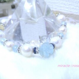 淡水パールとアクアマリンのマリッジブレスレット