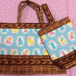 ＊手提げ・上履き入れセット アニマル 水色＊