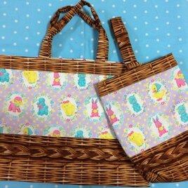 ＊手提げ・上履き入れセット  アニマル柄 パープル＊