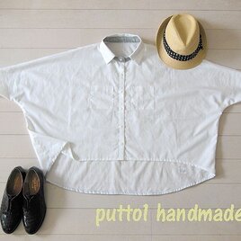 soldout☆白のコットン♪後下がりのビッグシャツ(7分袖)