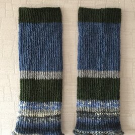 レッグウォーマー　　blue×moss green