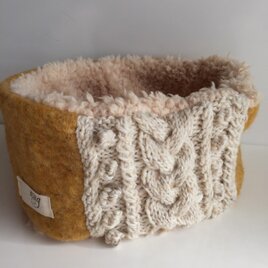 アラン模様のネックウォーマー*マスタード*