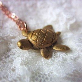 カメさんペンダント【ブロンズネックレス】