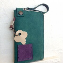 深緑色ヌバックのキーケース（4連＋1）