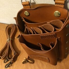 牛革キャメルビンテージ調に染めたシザーケース ウォッシュ加工本革レザーヌメ高級キャメルシザーケース | iichi