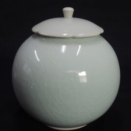 青磁蓋付壷