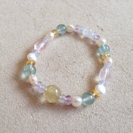 Lightブレスレット＊ルチルクオーツアクアマリン