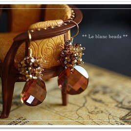 スワロフスキー【#6621】ピアス(brown mix)