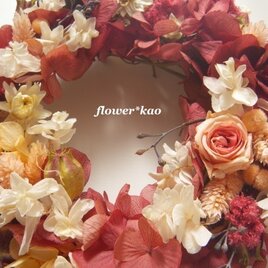 煉瓦色＊小花のリース*＊preserved