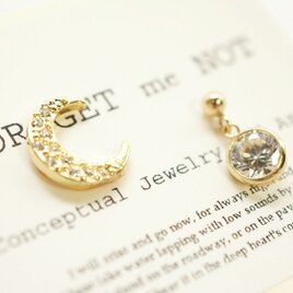 14KGF 三日月と満月のピアス