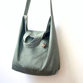 ピスタチオ☆コットンキャンバスのくったり2wayショルダーバッグ