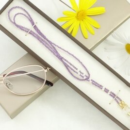 天然石アメジストのメガネストラップ