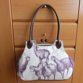 soldoutコットンリネンのアルパカのがま口バッグ