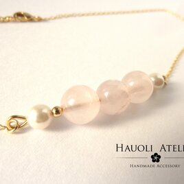 ローズクオーツのネックレス②
