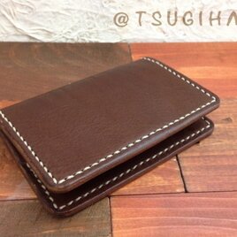 総手縫い・イタリアンレザーの名刺入れ／カードケース［焦茶］