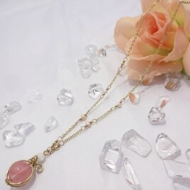 ネックレス　スパイラルクラウン　チェリークォーツ