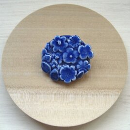 Flowers pattern Brooch (コバルト・丸)の画像