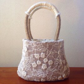 麻紐のカゴバッグ♯オフホワイト