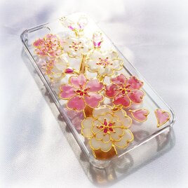 ステンドグラス風iPhoneスマホカバー/桜の画像