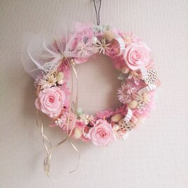 ribbon pink wreathの画像