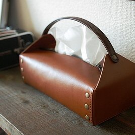 【g様ご注文分】持ち手つきティッシュBOXケース <ブラウン>