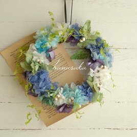 梅雨色の紫陽花リース*