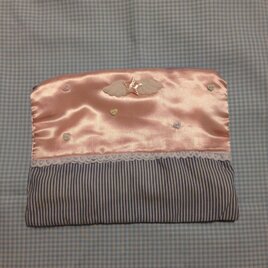 スクエアポーチ ピンクサテン