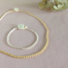 beads bracelet double (silver)の画像