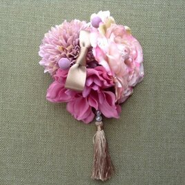 ローズとダリアの髪飾り