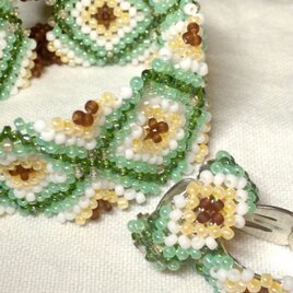 模様編みブレスレットセット（グリーン）