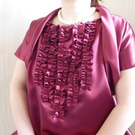 大きいサイズ豊富13～27号バックサテン２点セットボレロ＋シャボン玉op結婚式パーティ