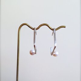 シルバーピアス Square w/pearls Earringsの画像