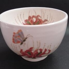 花の器　抹茶碗　ヒガンバナ赤の画像