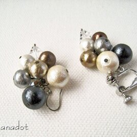ボリュームミックスコットンパールのピアス＆イヤリング