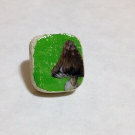 漆喰ピンバッジ・きのこgre.