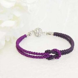 mu su fu(purple2)絹組紐ブレス　キラキラマグネット留