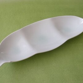 メロン灰青白磁　豆の三種皿