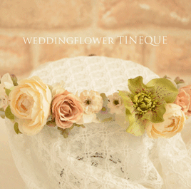 アンティークカラーが優しい エレガントな大人の花嫁に贈る花冠