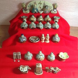 本焼陶器 豆雛15人飾りセット