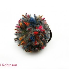 カラーネップがCute♪なポンポン・ヘアゴム*グレージュ