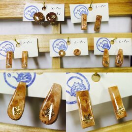 雪のちらつくメープルピアス&イヤリング